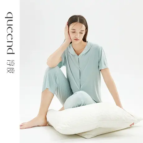 淳度【超柔软】睡衣女夏款短袖7分裤开衫舒适睡眠家居服套装薄款图片