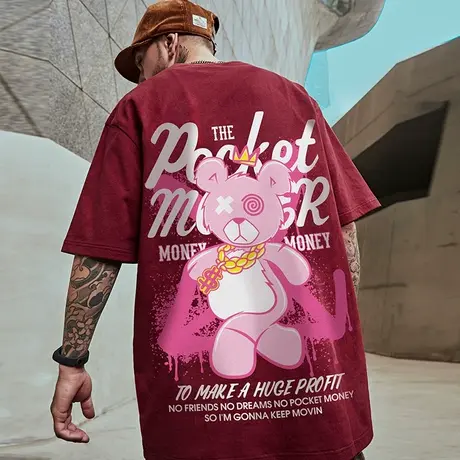 oversize欧美潮牌胖子嘻哈宽松短袖T恤男潮港风大码情侣装半袖潮商品大图