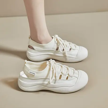 包头运动凉鞋女款夏季2024年新款休闲镂空小白鞋罗马厚底沙滩凉鞋商品大图