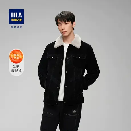 HLA/海澜之家可拆卸翻毛领夹克加厚可脱卸内胆多口袋保暖外套男图片