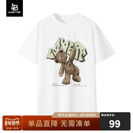 Lilbetter短袖夏季美式宽松半袖字母印花体恤新款休闲ins潮流T恤商品大图