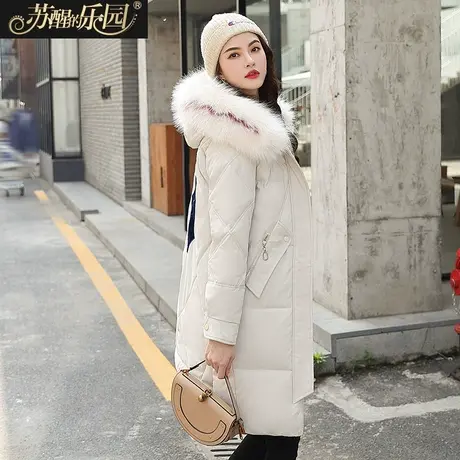 棉服女装冬季新款韩版潮气质淑女连帽黑色休闲简约中长款棉袄图片