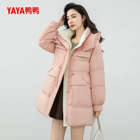 鸭鸭羽绒服女2024年新品中长款时尚百搭连帽加厚鸭绒保暖外套Y图片