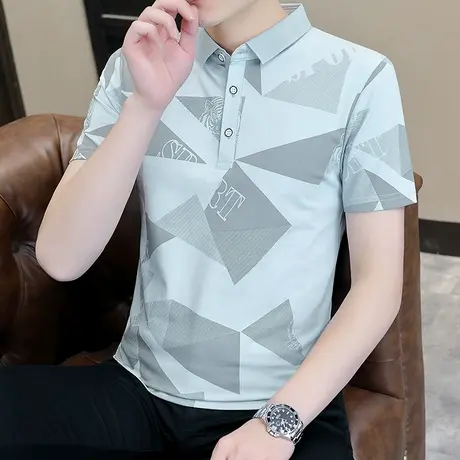 polo衫男短袖T恤翻领夏季男款半袖衣服男士有领纯棉个性体恤男装商品大图