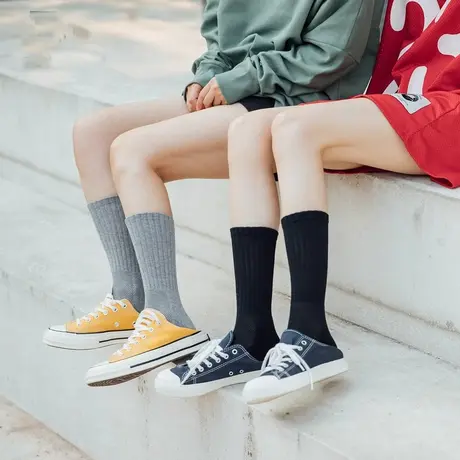 袜子女2023秋冬款小熊加厚保暖中筒袜运动字母中性时尚风毛圈袜图片