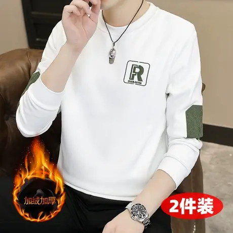 长袖T恤男士2024新款加肥加大圆领卫衣休闲百搭潮牌体恤男装上衣图片