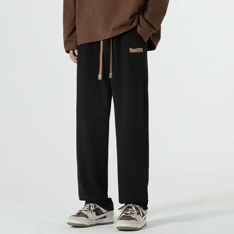 宽松直筒休闲裤子男春秋款美式垂感运动裤男潮青少年黑色百搭长裤商品大图