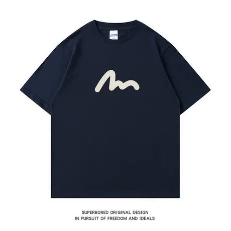 2023夏季新款潮流简约字母短袖t恤男学生宽松休闲圆领半袖体恤衫商品大图