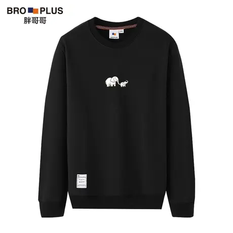 胖哥哥大码卫衣男圆领加肥加大潮胖宽松胖子2023秋冬套头上衣男装图片