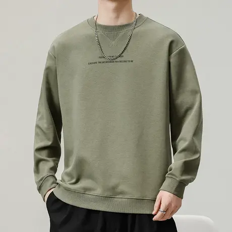 秋季男装圆领上衣服男士宽松美式潮牌2023新款重磅长袖卫衣春秋款商品大图