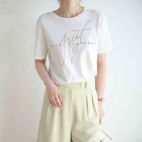 2023新款夏季圆领印花短袖T恤女夏上衣女图片