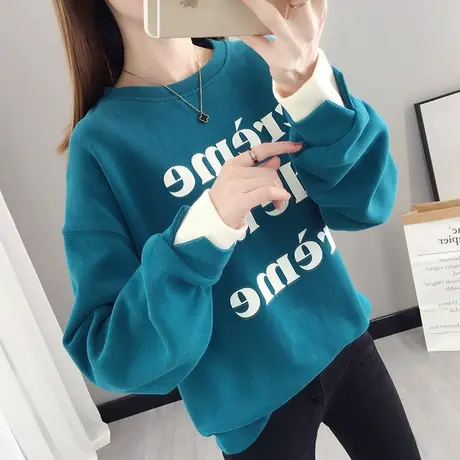 加绒卫衣女2023年新款爆设计感减龄女士卫衣宽松韩版秋冬加厚女装图片