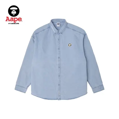 Aape旗舰店男装秋冬猿颜迷彩徽章字母刺绣纯色长袖衬衫8461XXL商品大图