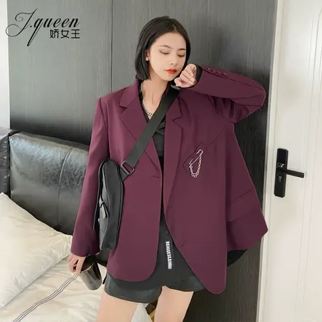 西装外套女秋季复古时尚洋气宽松休闲显瘦英伦风廓形宽肩小西服潮图片