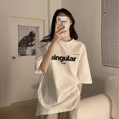 ins超火港风短袖T恤女春夏季新款韩版潮学生宽松百搭半袖上衣女潮商品大图