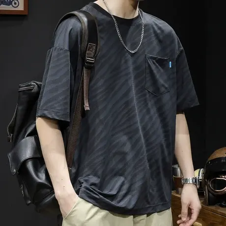 凉感冰丝短袖t恤男士宽松大码潮牌夏季2023新款男装速干体恤男款图片