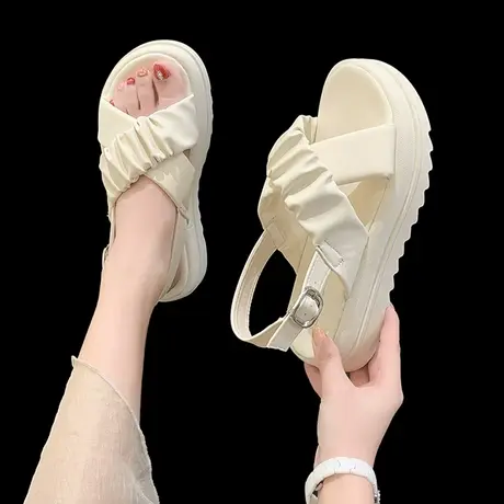 凉鞋女款夏季2023新款厚底松糕休闲沙滩鞋子爆款百搭仙女夏天夏款图片