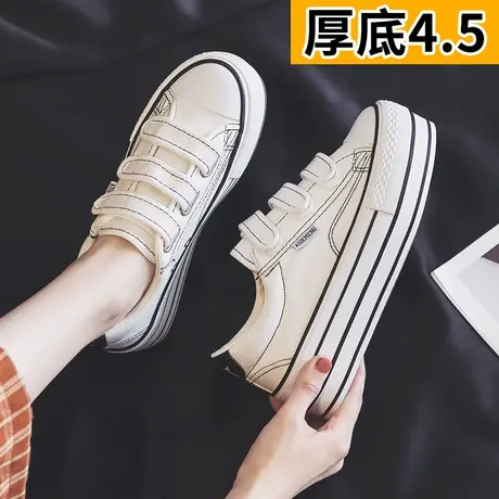 内增高帆布鞋女2023夏秋季新款厚底松糕魔术贴布鞋百搭学生板鞋子商品大图