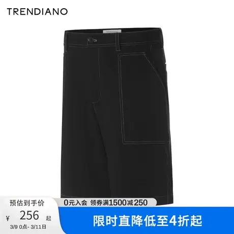 TRENDIANO明线设计休闲短裤2024年春季新款百搭时尚五分裤宽松男图片