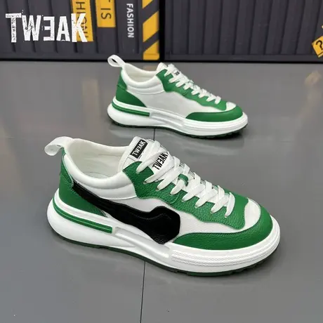 TWEAK男鞋春秋新款透气网面运动鞋韩版休闲鞋皮面软底防滑跑步鞋图片