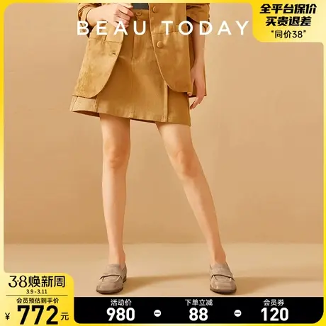 BeauToday复古小皮鞋女2024新款春季通勤乐福鞋BT真皮平底单鞋女图片