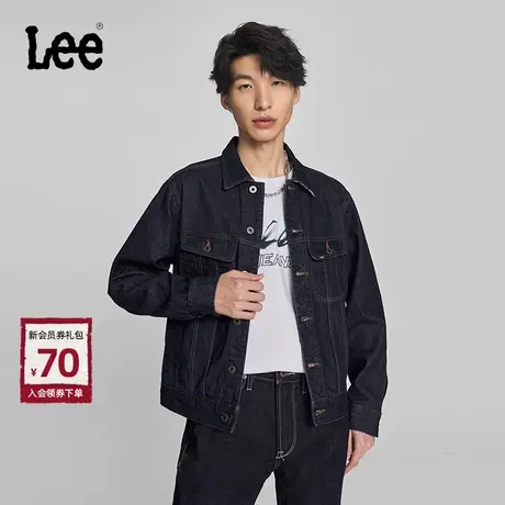 Lee商场同款24春季新品标准版提花拼接刺绣清水洗男牛仔夹克外套商品大图