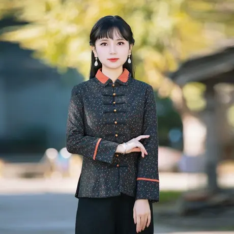 唐装女冬棉袄加厚棉衣棉服改良旗袍小袄盘扣茶服女秋冬中式女装商品大图