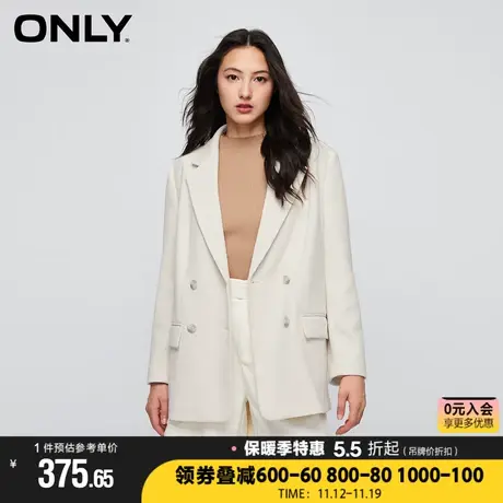 ONLY2023冬季新款潮流百搭气质翻领双排扣宽松西服女|123308011商品大图