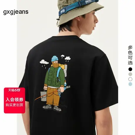 gxg.jeans男装 后背趣味印花潮流宽松圆领短袖T恤男生 25夏季新款商品大图