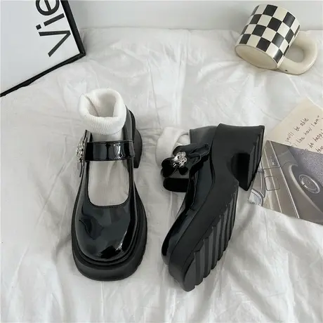 甜美日系小皮鞋女2023春季新款一字扣单鞋小众设计感玛丽珍娃娃鞋商品大图