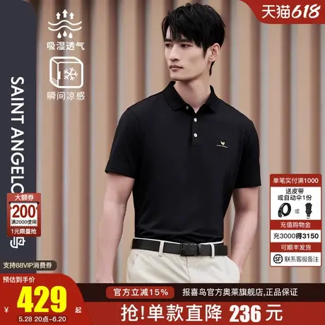 【凉感小领T】报喜鸟2025夏季新款男士翻领POLO衫休闲短袖t恤上衣商品大图