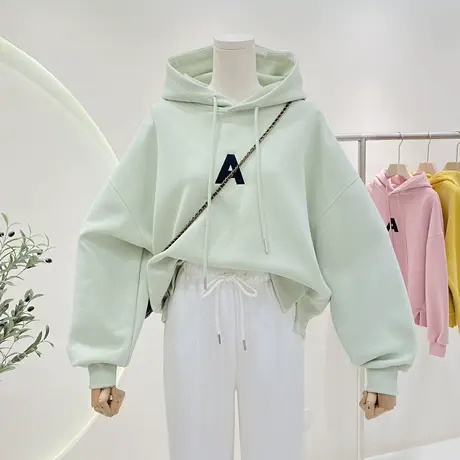 短款连帽卫衣女百搭洋气宽松设计感小众时尚长袖ins上衣帽衫外套商品大图