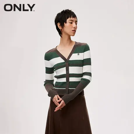 【ONLY奥莱】夏季潮酷休闲时尚V领条纹开衫针织衫女商品大图