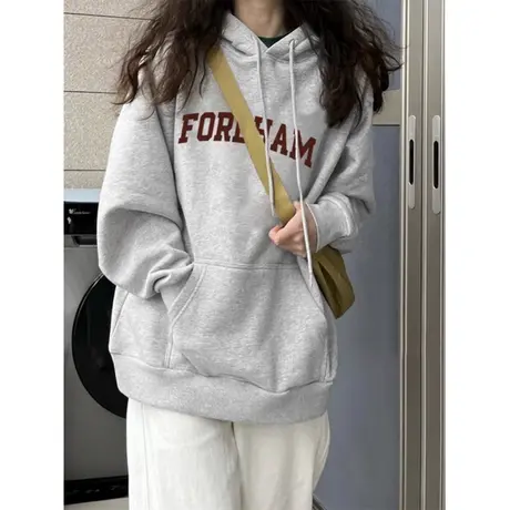 ins超火连帽卫衣女秋冬季百搭宽松显瘦oversize加绒加厚上衣外套商品大图