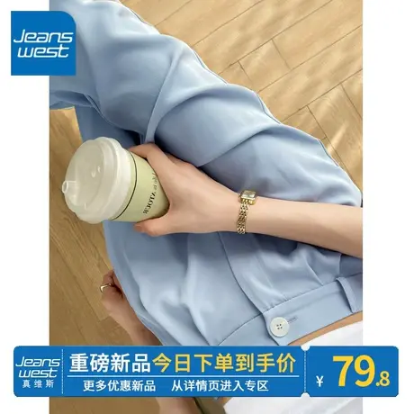 ZR真维斯西装直筒裤子女春秋2023新款蓝色高级垂感显瘦窄版休闲裤图片