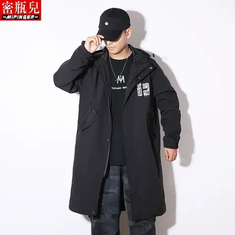 密瓶儿中长款风衣外套男宽松秋季男士大码加肥加大男装潮牌衣服男商品大图