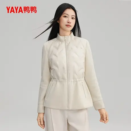 鸭鸭YAYA2025秋冬新款轻薄羽绒服气质收腰立领显瘦百搭通勤外套H商品大图