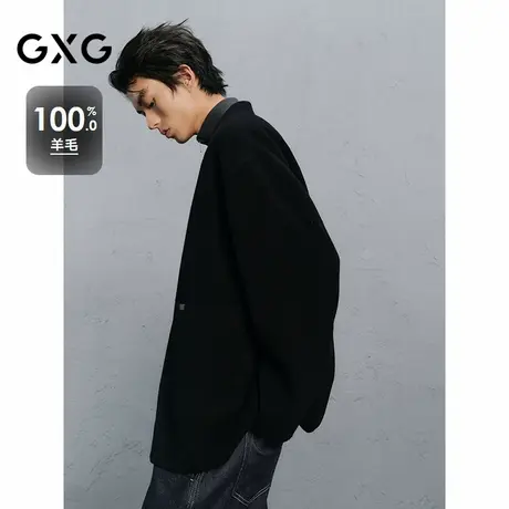 GXG男装 黑色无领设计通勤短款大衣 24冬品G24X064016图片