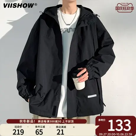 VIISHOW日系连帽冲锋衣2023秋季新款外套男上衣男生宽松百搭夹克商品大图