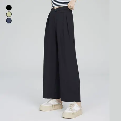 妖精的口袋高腰阔腿裤女2023秋季新款宽松薄款显瘦直筒休闲长裤潮商品大图
