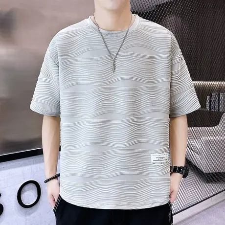 男士短袖T恤夏装圆领卫衣休闲半袖韩版汗衫夏季冰丝上衣宽松男装商品大图