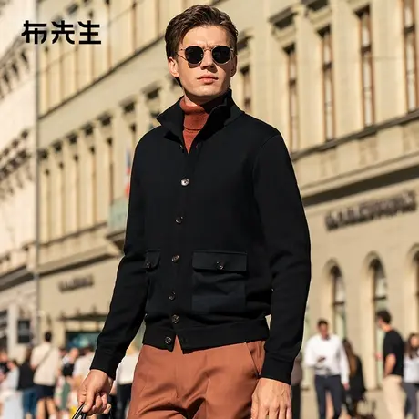 MrBu布先生麂皮口袋加厚羊毛外套秋冬纽扣毛衣开衫男BT12329图片