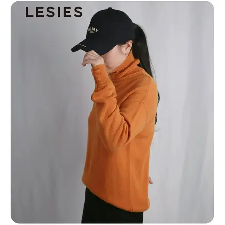 【100%羊毛】Lesies蓝色倾情2023秋冬季羊毛衫女装新款微高领上衣商品大图