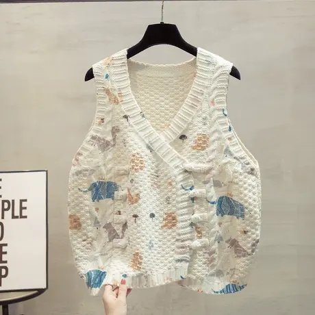 v领针织开衫马甲背心女2023秋装新款宽松外穿马夹外搭毛衣坎肩潮商品大图