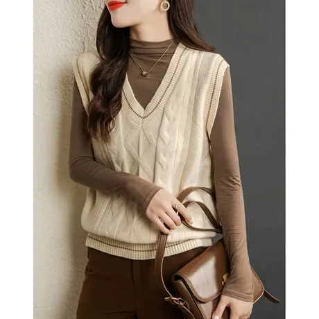 V领针织衫马甲女士毛衣背心春秋冬季百搭坎肩内搭马夹洋气外穿图片