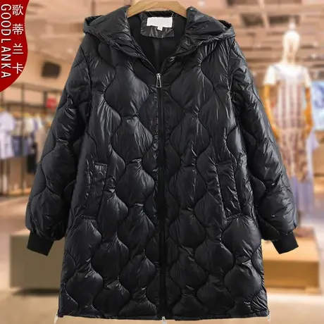 加肥加大码女中长款棉衣40-50岁中年妈妈冬季外套时尚黑色A型棉服商品大图