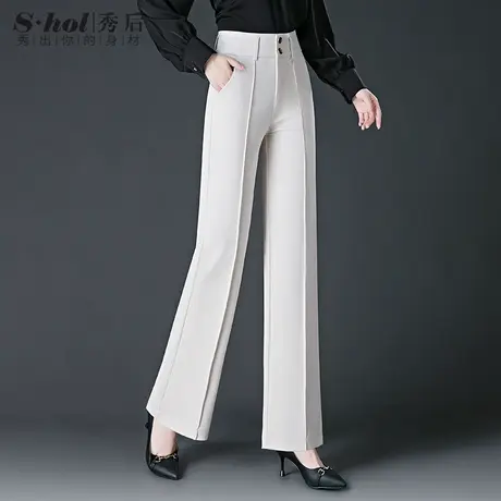 阔腿裤女春秋2023年春季新款高腰大码女裤宽松中年妈妈大脚阔腿裤商品大图