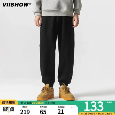 VIISHOW裤子男士春季宽松美式潮牌高街休闲裤灰色长裤运动卫裤图片