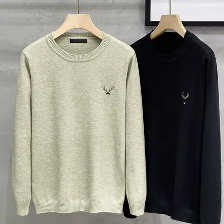 圆领毛衣男春秋商务休闲男装针织上衣潮流线衣内搭男士打底衫秋冬商品大图