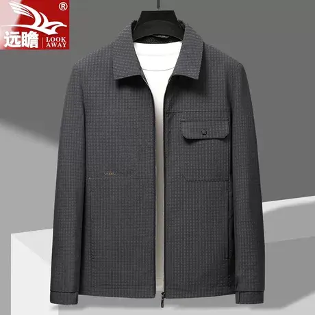 男装休闲简约翻领夹克衫男2023春秋季新款中年男士外套爸爸装上衣商品大图